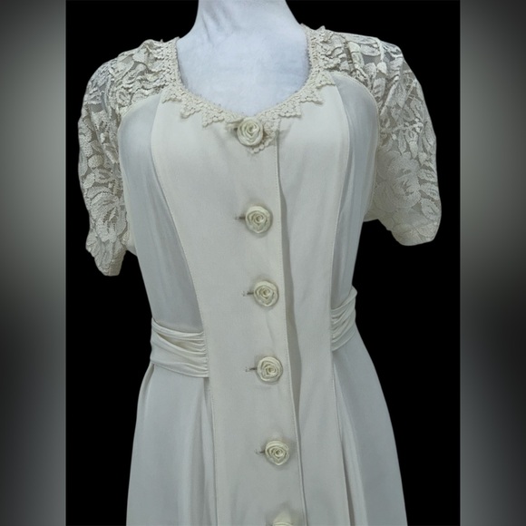 Karen Alexander Vintage Lace Maxi Dress Ivory Size 8 - Picture 9 of 15